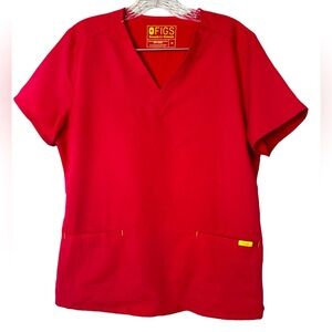 Figs Scrub Top Threads For Threads Ridiculously Soft Bright Red Two Pocket M